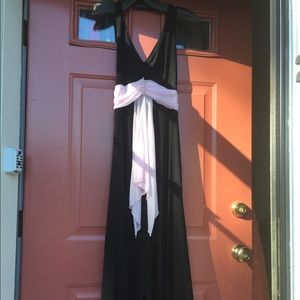 Studio 1940 Long Halter Dress Black w/ Pink Sash